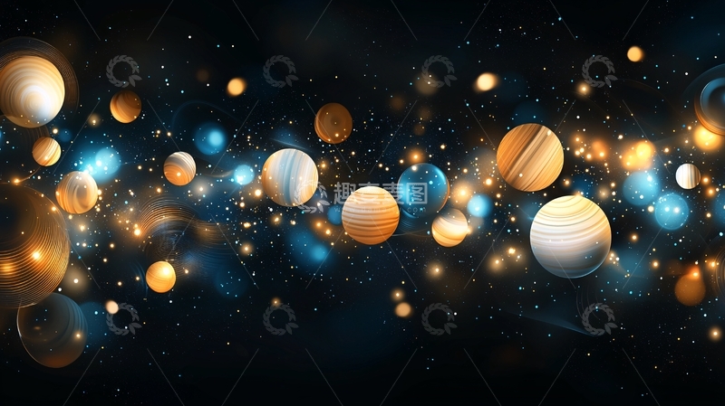 高清大图下载【趣麦麦图】梦幻星空中的行星集合