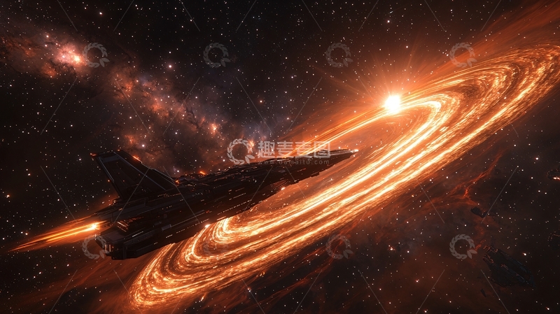 高清大图下载【趣麦麦图】星际飞船穿越星系