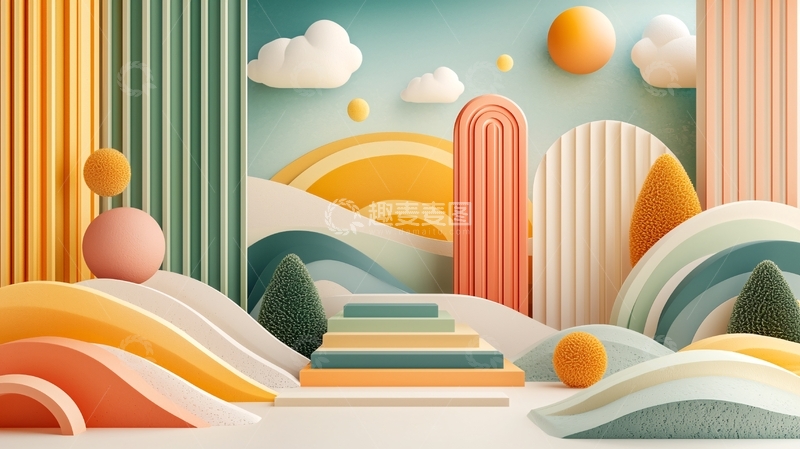 高清大图下载【趣麦麦图】色彩斑斓的未来主义景观