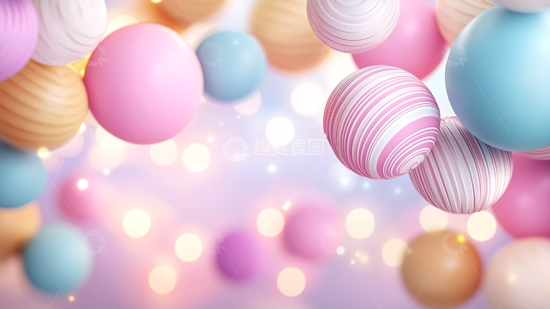 高清大图下载【趣麦麦图】梦幻色彩球体背景素材