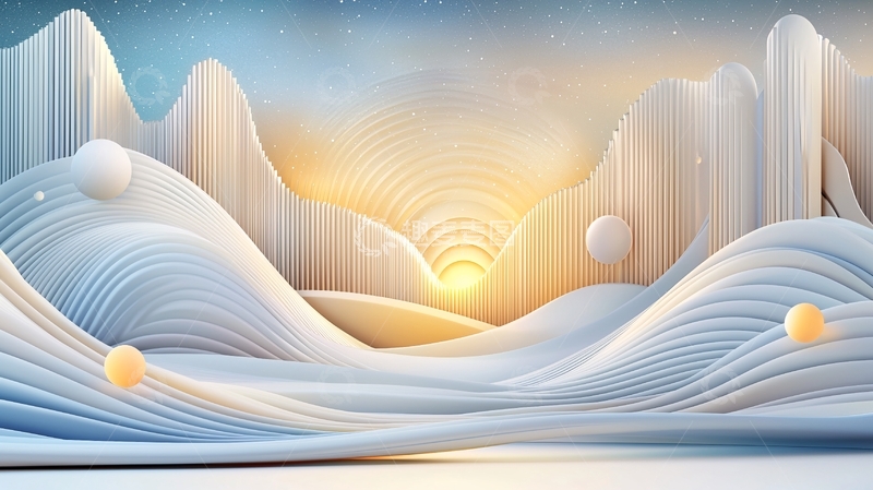 高清大图下载【趣麦麦图】未来感抽象山川景观