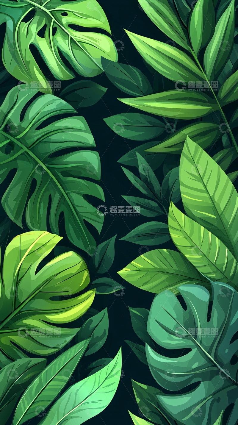 高清大图下载【趣麦麦图】热带植物叶子背景图