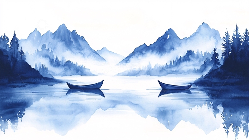 高清大图下载【趣麦麦图】宁静山水画高清图片