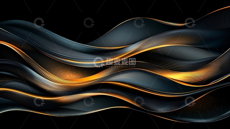 高清大图下载【趣麦麦图】金色波浪线条抽象背景