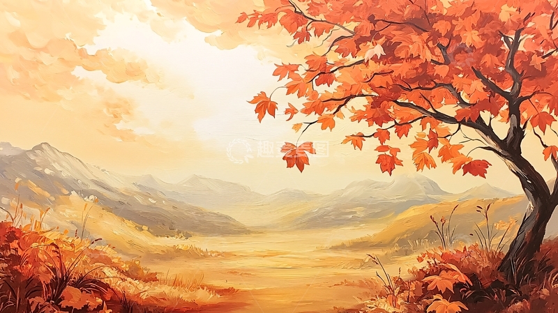 高清大图下载【趣麦麦图】秋日山间红叶美景