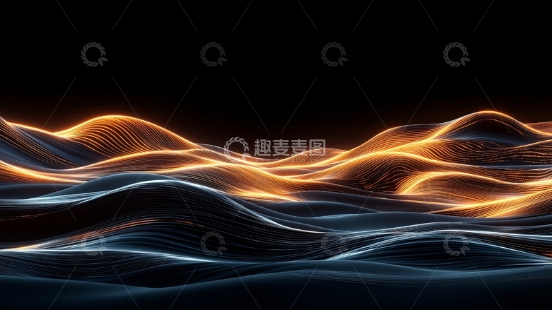 高清大图下载【趣麦麦图】光波动态曲线背景素材