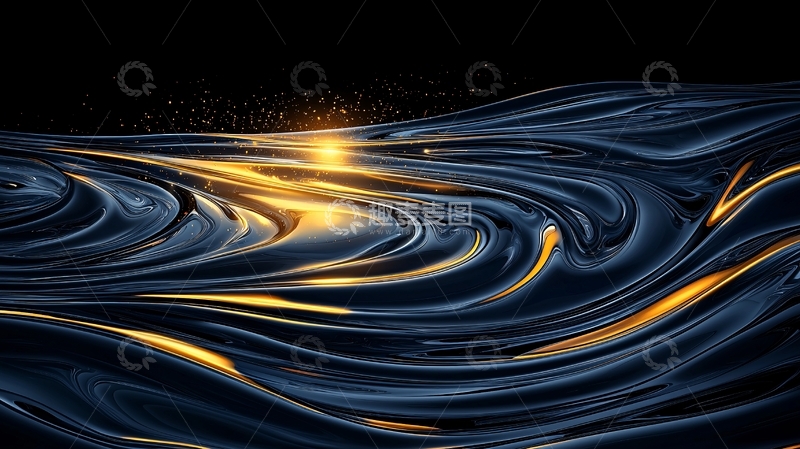 高清大图下载【趣麦麦图】金色流光动态抽象背景