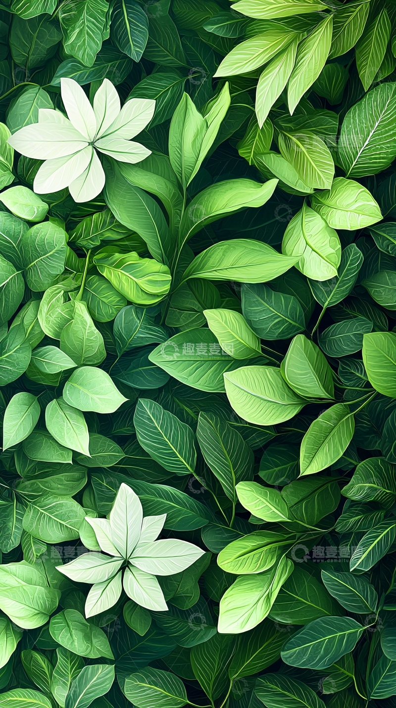 高清大图下载【趣麦麦图】绿色植物叶子背景图