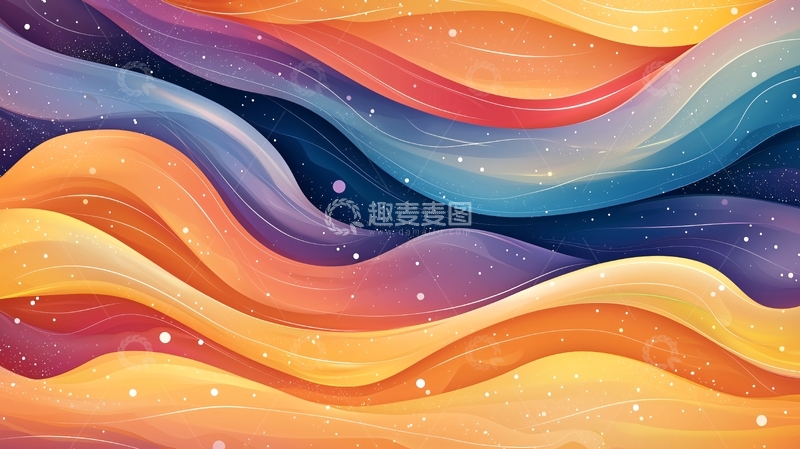 高清大图下载【趣麦麦图】梦幻色彩流动波纹背景