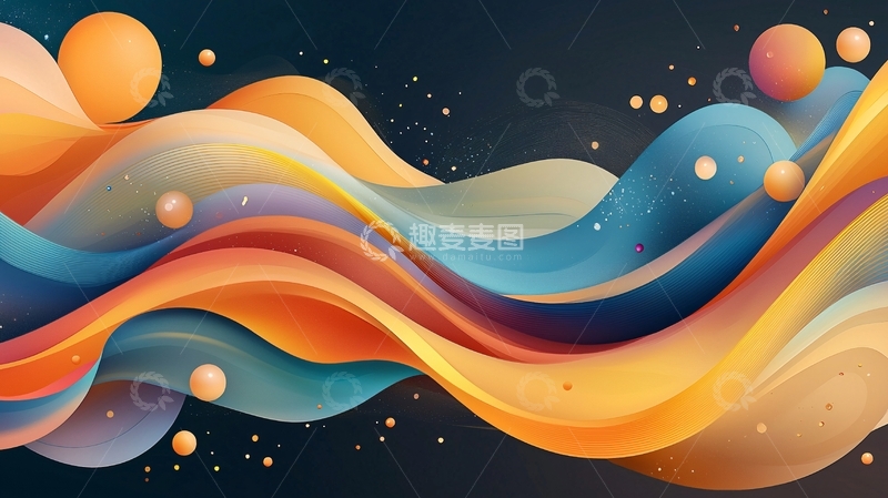 高清大图下载【趣麦麦图】抽象流动线条背景素材