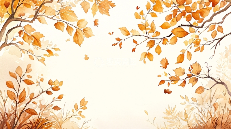 高清大图下载【趣麦麦图】秋日落叶树枝背景图