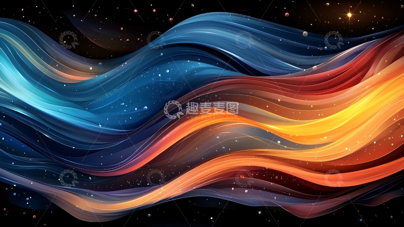 高清大图下载【趣麦麦图】色彩流动的抽象波浪背景