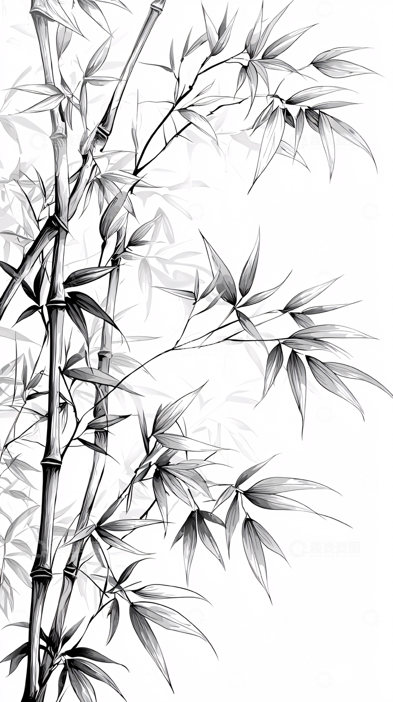高清大图下载【趣麦麦图】墨竹图素材高清图片