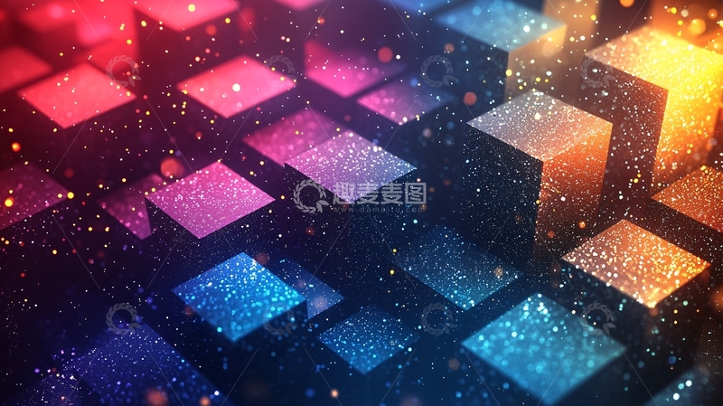 高清大图下载【趣麦麦图】未来科技光影方块背景