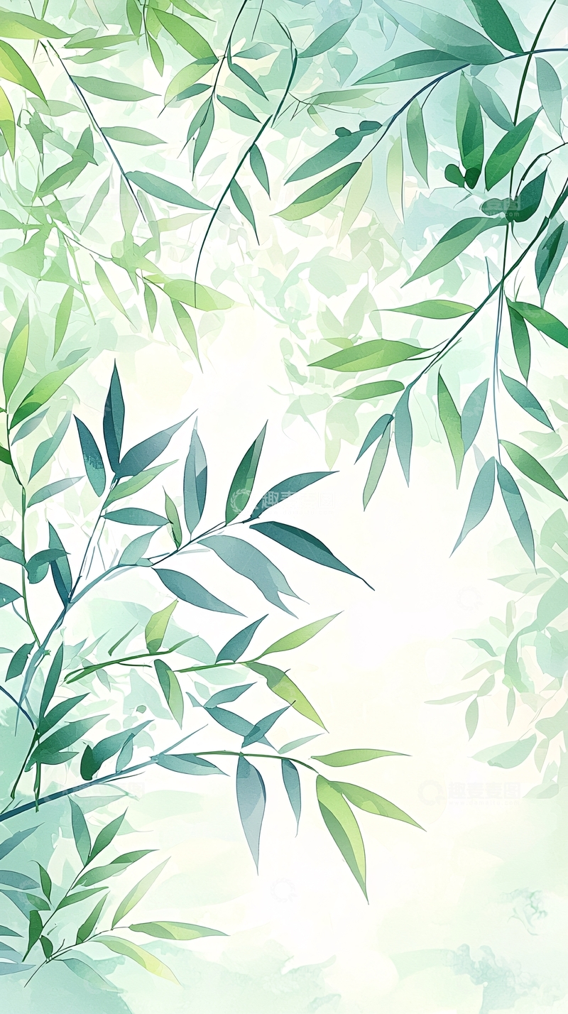 高清大图下载【趣麦麦图】清新竹叶背景图