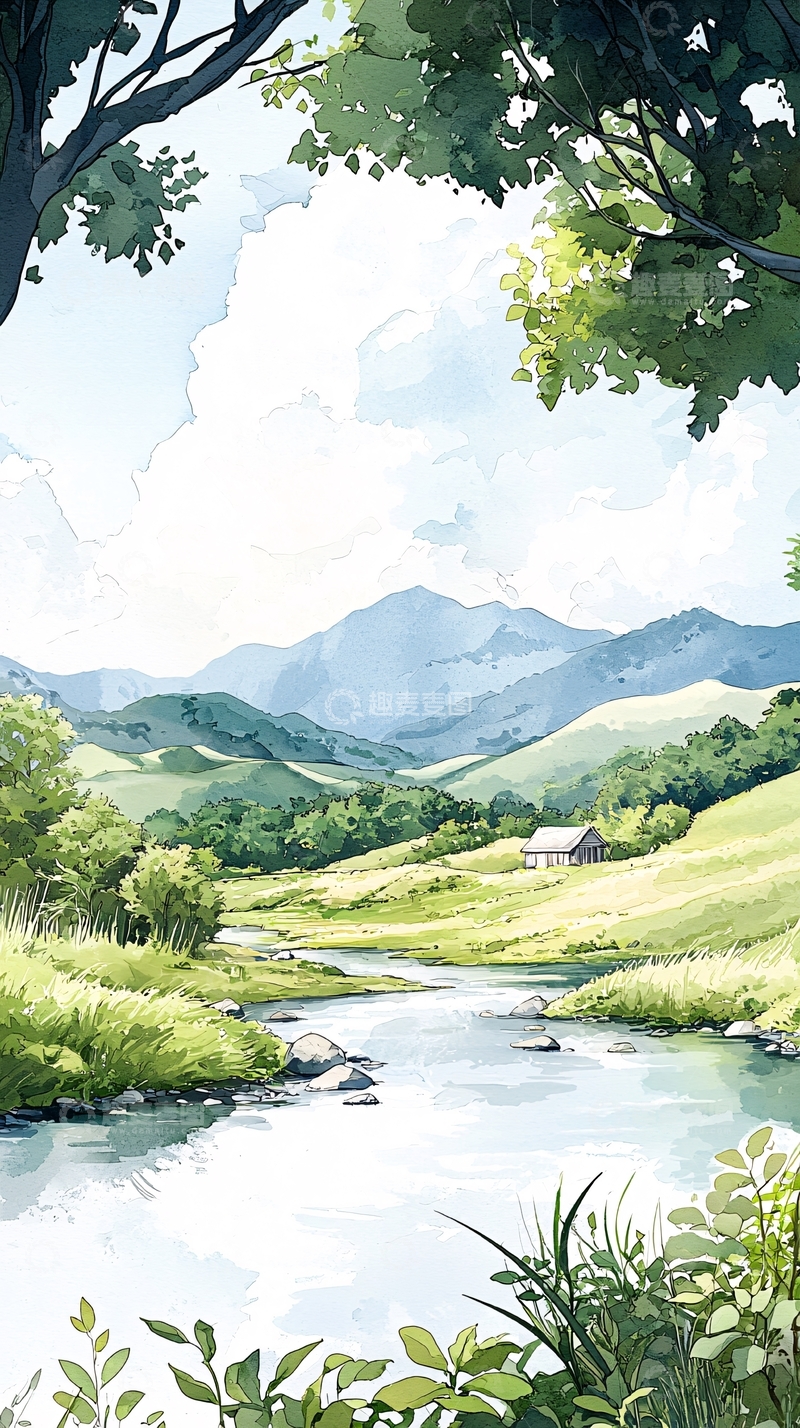 高清大图下载【趣麦麦图】青山绿水田园风光