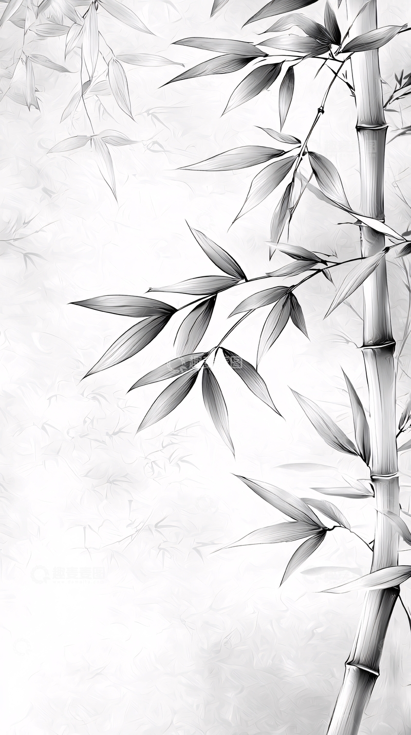 高清大图下载【趣麦麦图】黑白竹子背景图