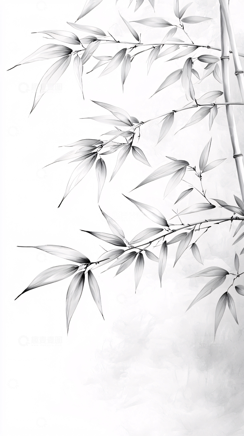 高清大图下载【趣麦麦图】水墨竹叶背景图
