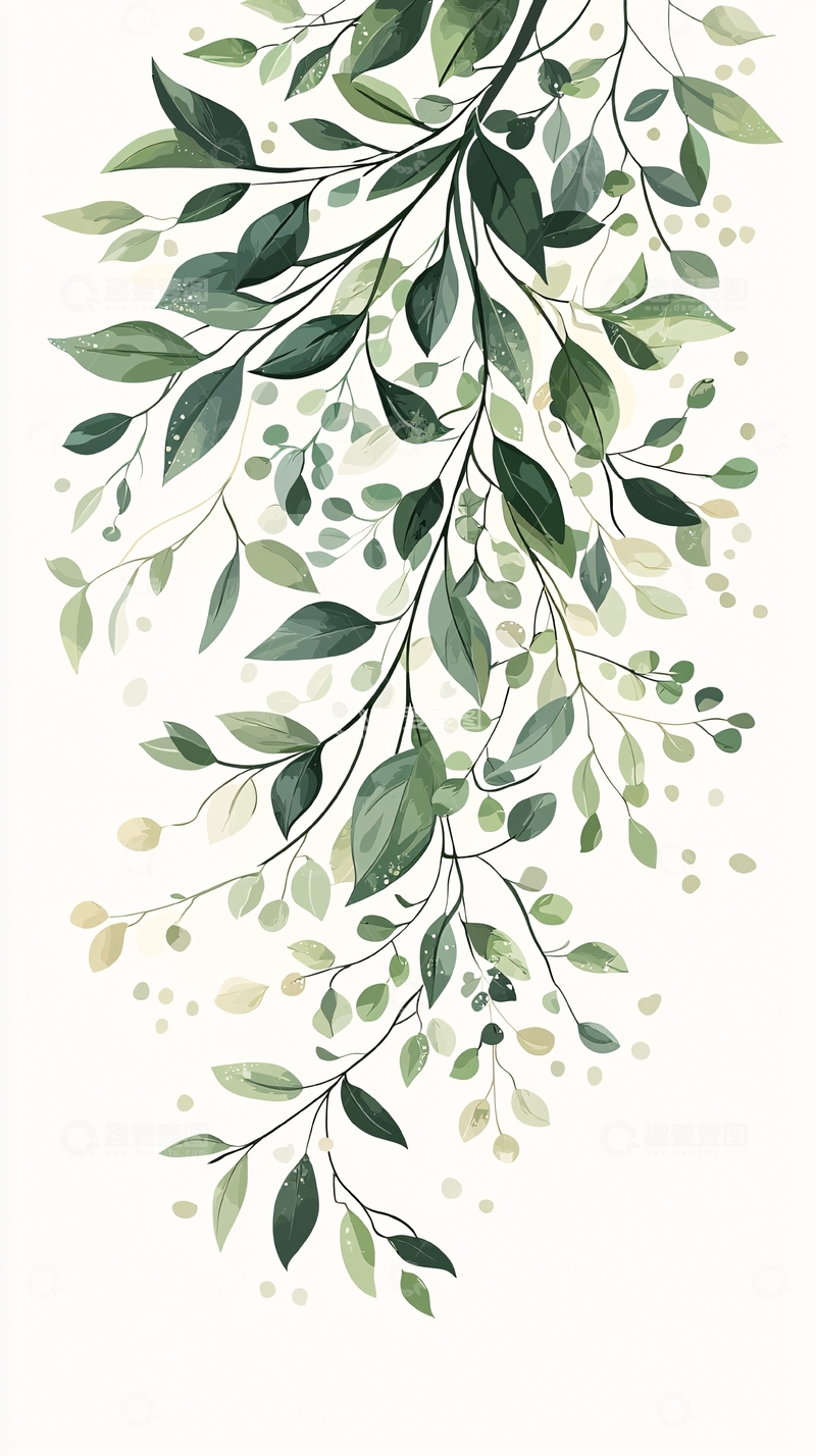 高清大图下载【趣麦麦图】绿色植物树枝装饰图案