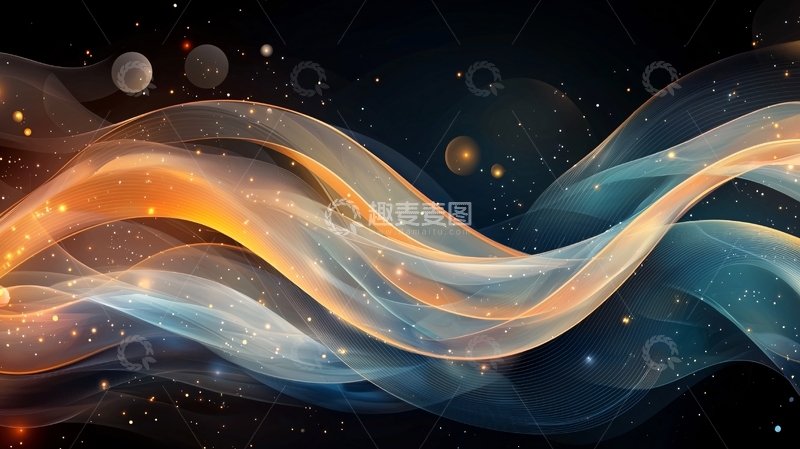 高清大图下载【趣麦麦图】梦幻波浪星空背景素材