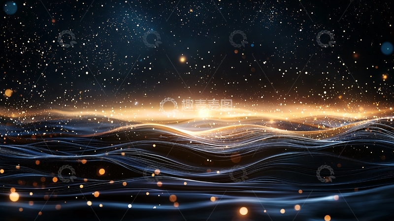 高清大图下载【趣麦麦图】星光海浪夜景背景图