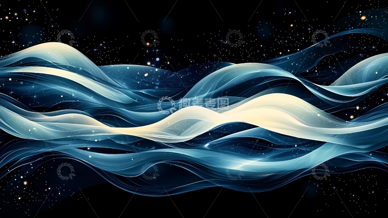 高清大图下载【趣麦麦图】梦幻星空波浪背景图