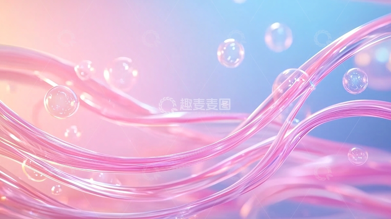 高清大图下载【趣麦麦图】粉色线条与泡泡的艺术背景