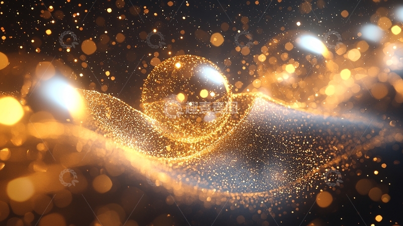 高清大图下载【趣麦麦图】金色粒子流光效果背景