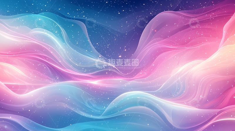 高清大图下载【趣麦麦图】梦幻星空流动线条背景