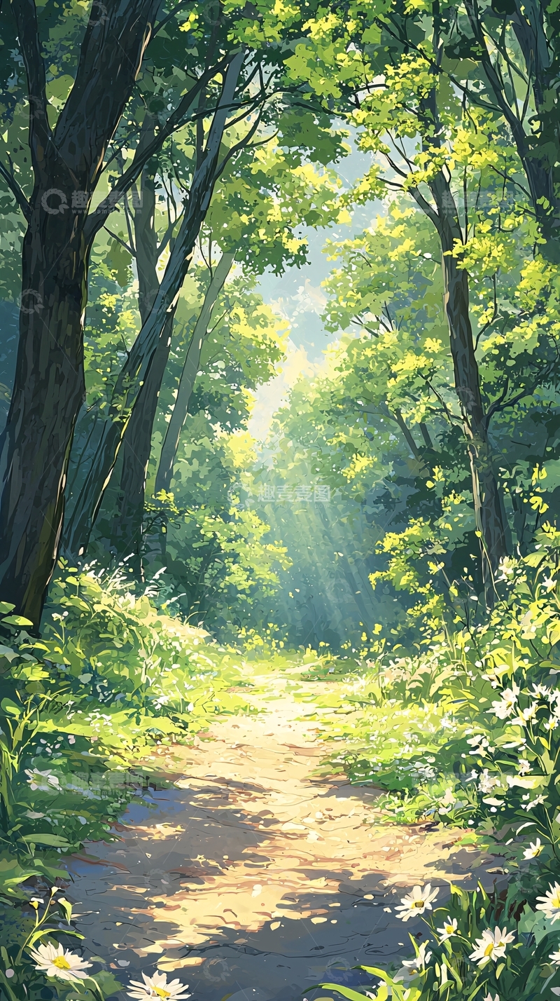 高清大图下载【趣麦麦图】森林小径阳光明媚