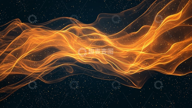 高清大图下载【趣麦麦图】金色波浪星空背景