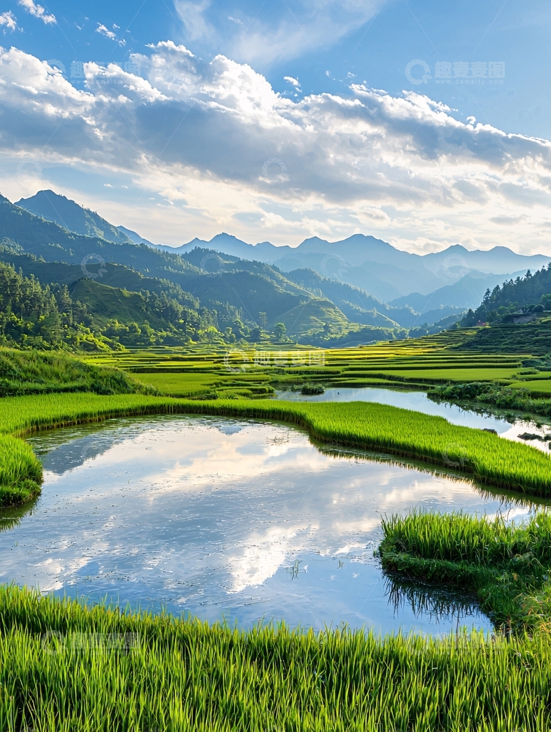 高清大图下载【趣麦麦图】梯田山水风光