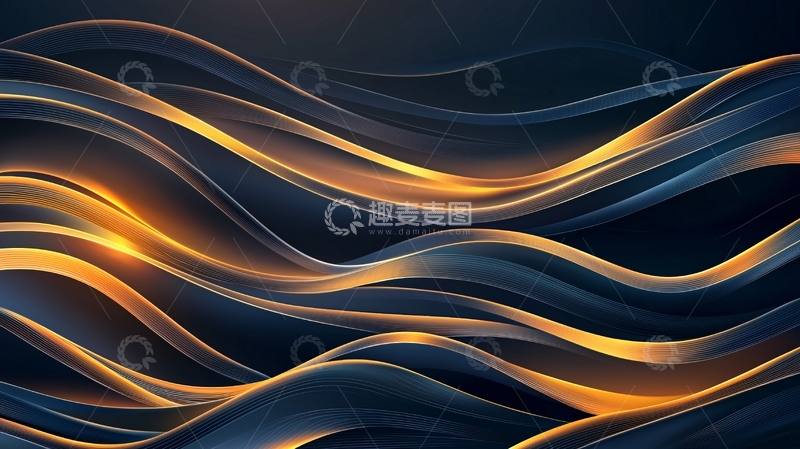 高清大图下载【趣麦麦图】金色波浪线条抽象背景