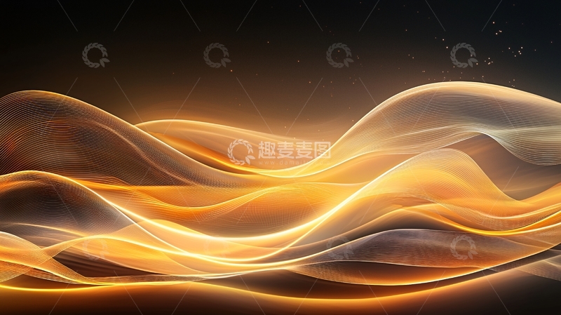 高清大图下载【趣麦麦图】金色波浪线条抽象背景