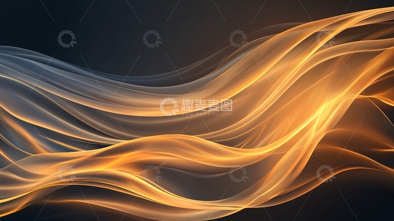 高清大图下载【趣麦麦图】金色波浪抽象艺术背景