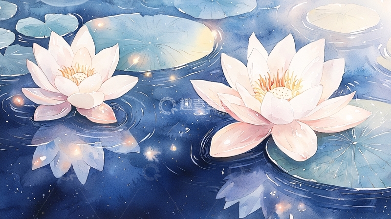 高清大图下载【趣麦麦图】水面上盛开的莲花