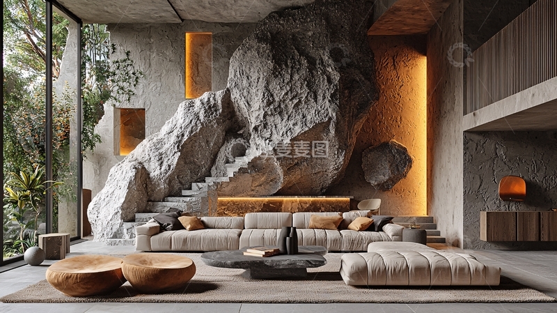 高清大图下载【趣麦麦图】岩石客厅现代简约风格