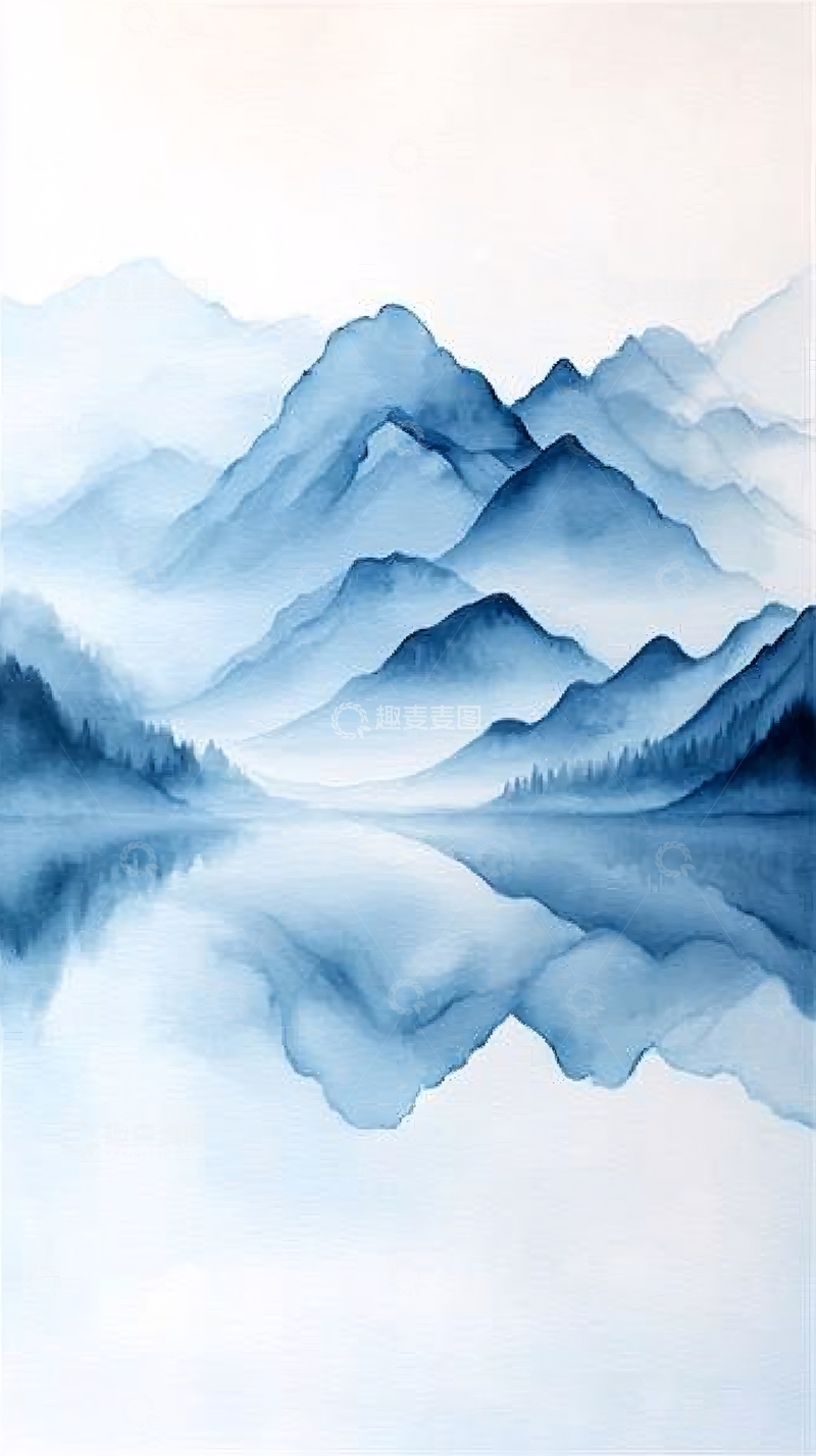 高清大图下载【趣麦麦图】水墨山水画背景图