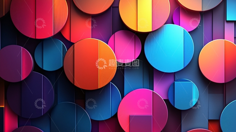 高清大图下载【趣麦麦图】色彩渐变圆形拼接背景