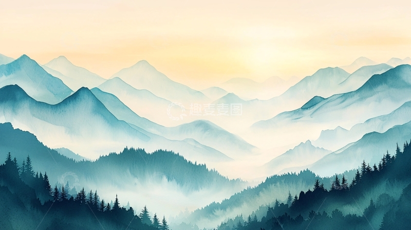 高清大图下载【趣麦麦图】晨雾中的山峦