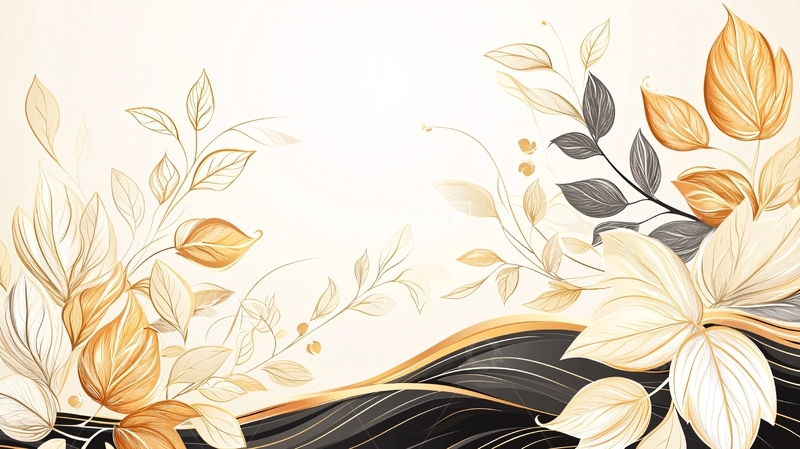 高清大图下载【趣麦麦图】金色秋叶抽象艺术背景图