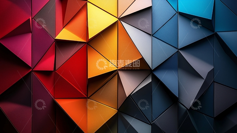 高清大图下载【趣麦麦图】几何三角形拼接背景墙