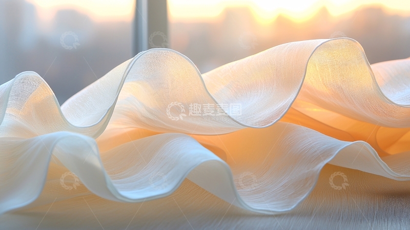 高清大图下载【趣麦麦图】柔和波浪状白色纱布