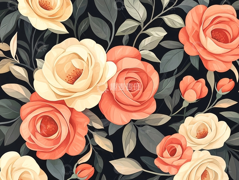高清大图下载【趣麦麦图】玫瑰花束背景图案素材