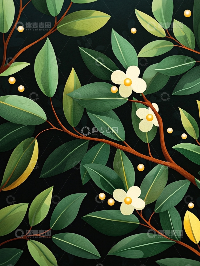 高清大图下载【趣麦麦图】绿色植物花卉背景素材