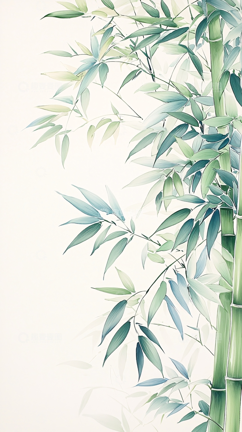 高清大图下载【趣麦麦图】竹子插画背景图