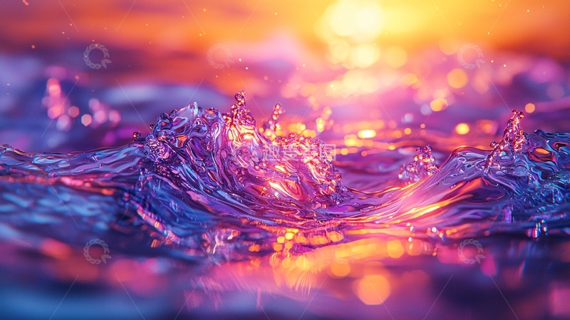 高清大图下载【趣麦麦图】日落海浪动态光影效果