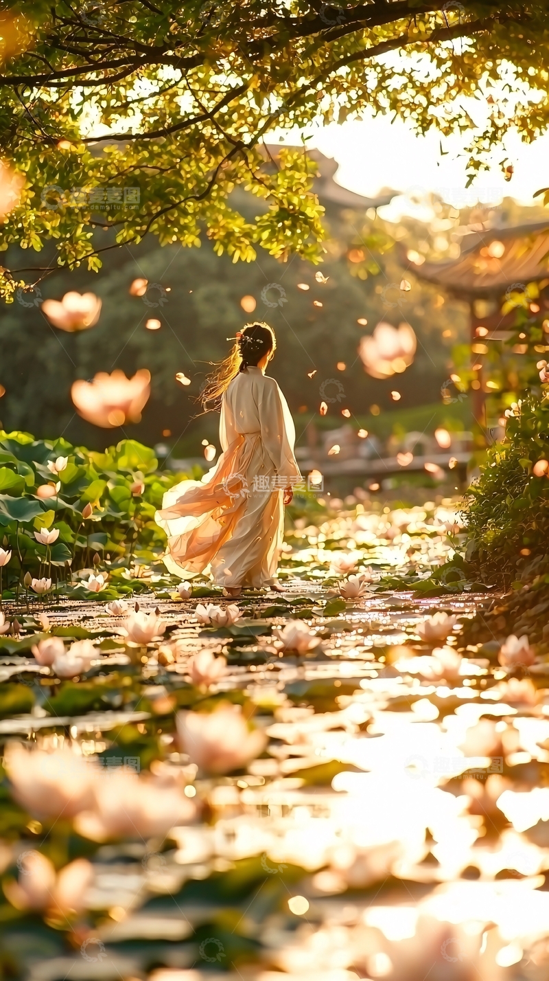 高清大图下载【趣麦麦图】荷塘漫步高清图片