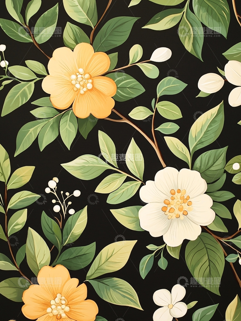 高清大图下载【趣麦麦图】花卉图案背景素材