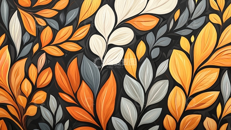 高清大图下载【趣麦麦图】秋叶抽象艺术图案背景